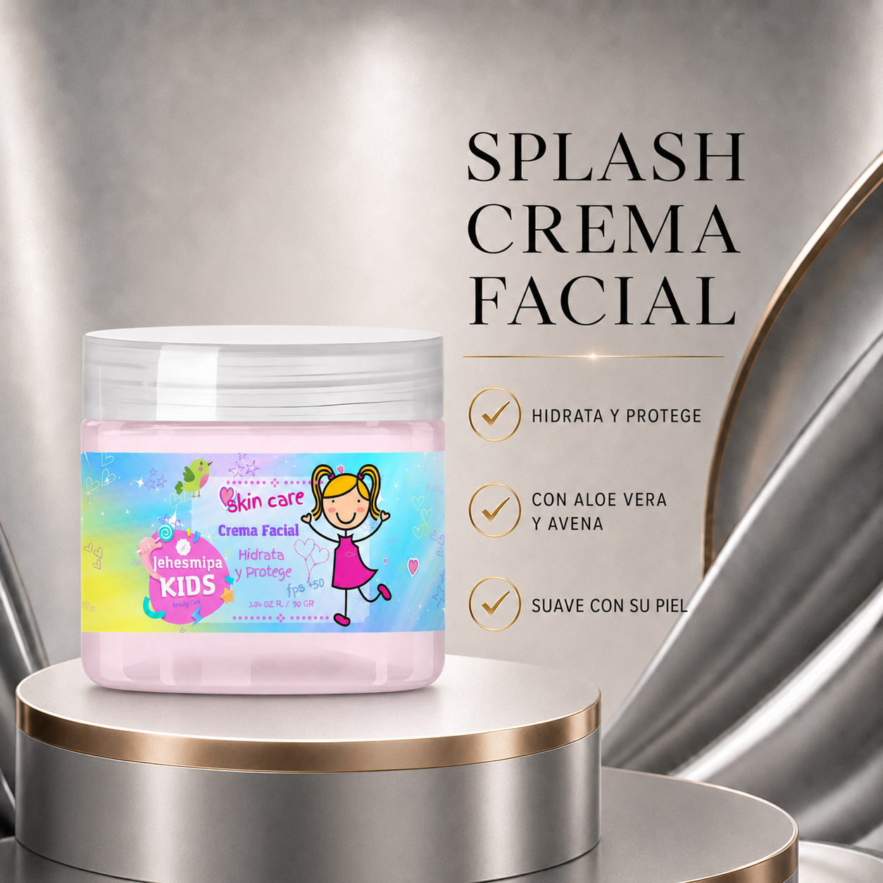 CREMA FACIAL HIDRATANTE PARA NIÑA SPLASH DE JEHESMIPA